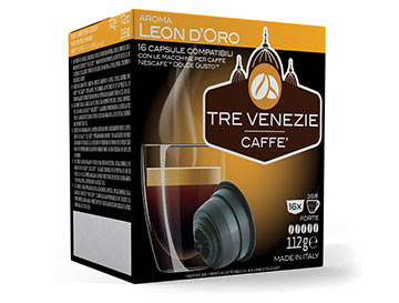 3 Scatole con 16 Capsule Leon D'oro Caffè Tre Venezie Capsule compatibili con sistema NESCAFÉ® Dolce Gusto®*