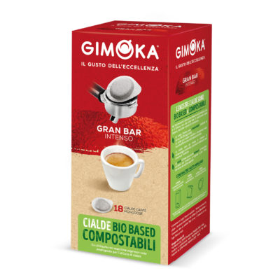 6 Scatole con 18 Cialde Gran Bar Intenso Compostabile Bio Based Gimoka Cialde ESE 44mm